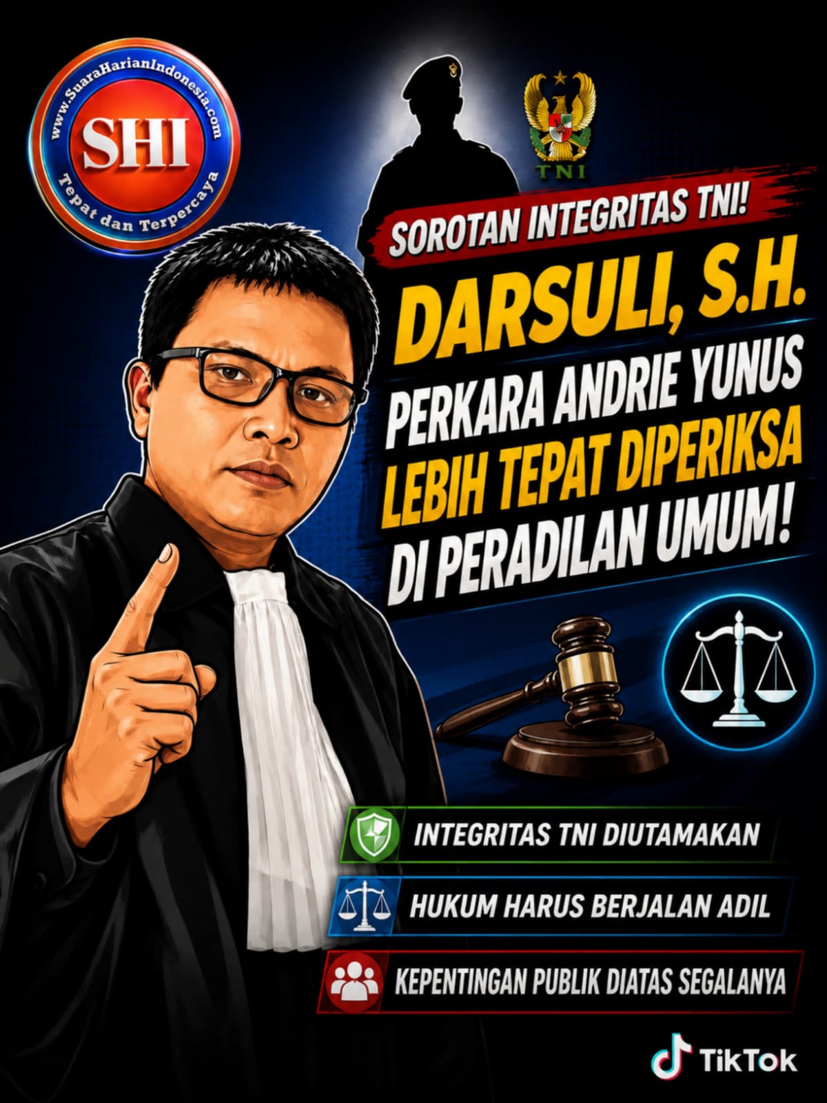 Soroti Integritas TNI Sebut Kasus Andrie Yunus Semestinya Disidang di Peradilan Umum